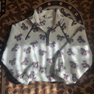 White with Brown Bows Sherpa Sweater